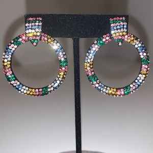 Multicoloured Crystal Hoop Earrings